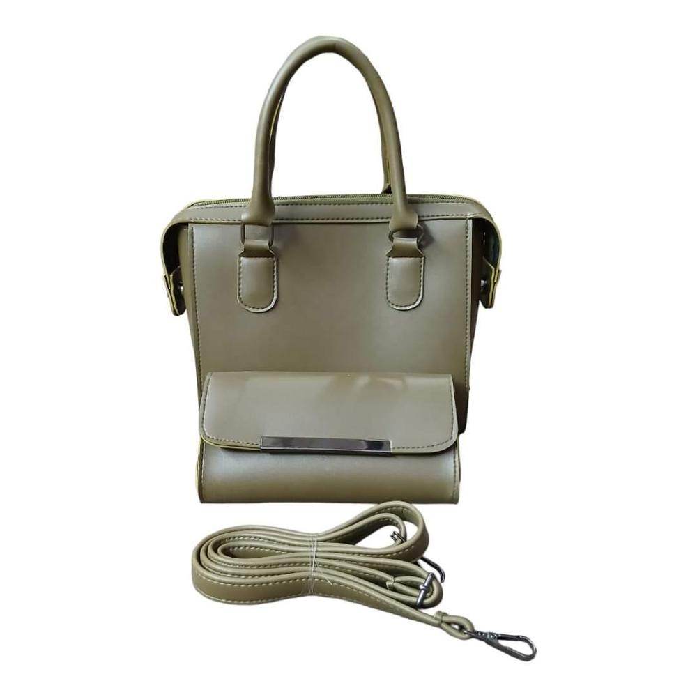 Women's PU Leather Plain Shoulder Bag set - Huda la facon