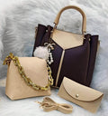 3 PC Leather Plain Bag set - Huda la facon