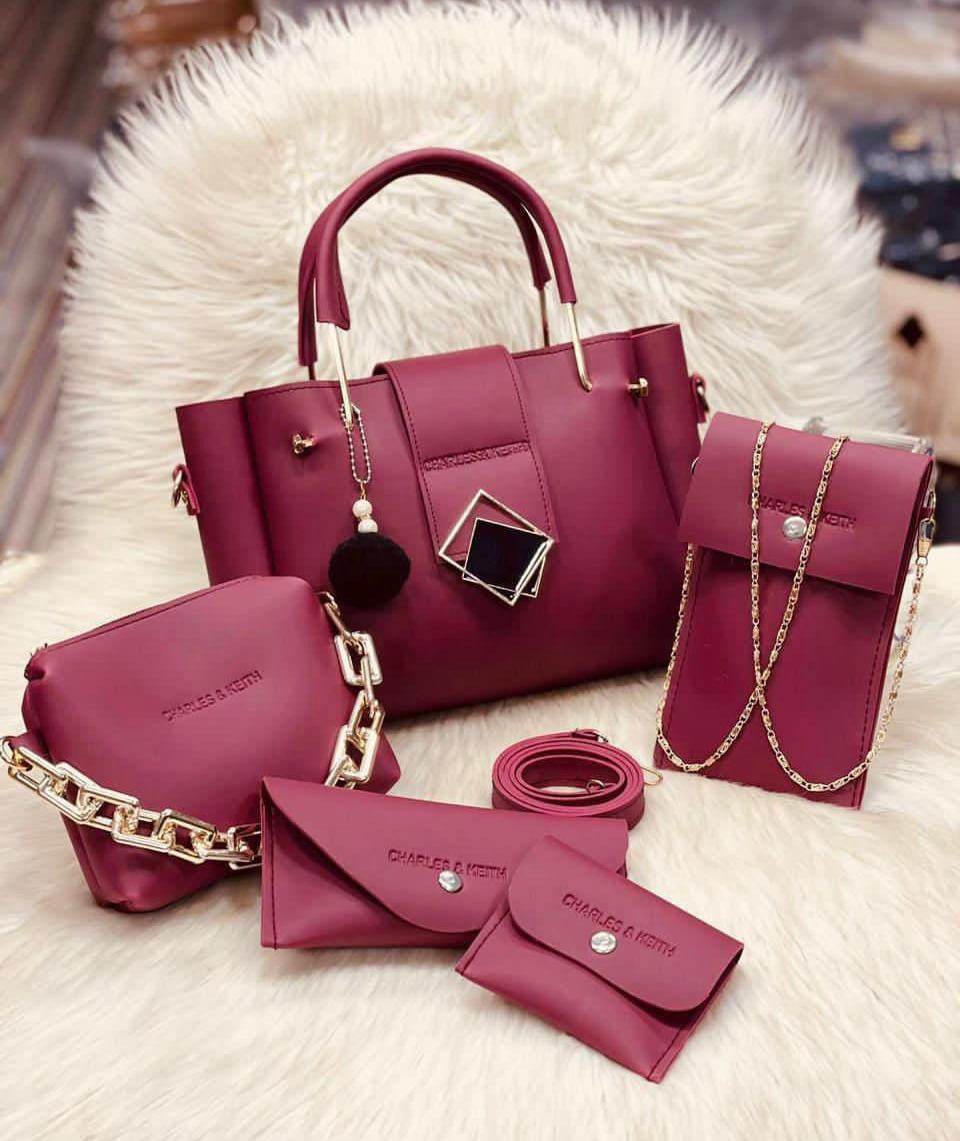 5 PC's Leather Stylish Bag set - Huda la facon