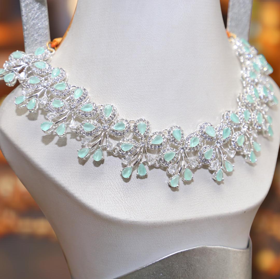 Bridal Silver plated Zircon Necklace - HLF1013