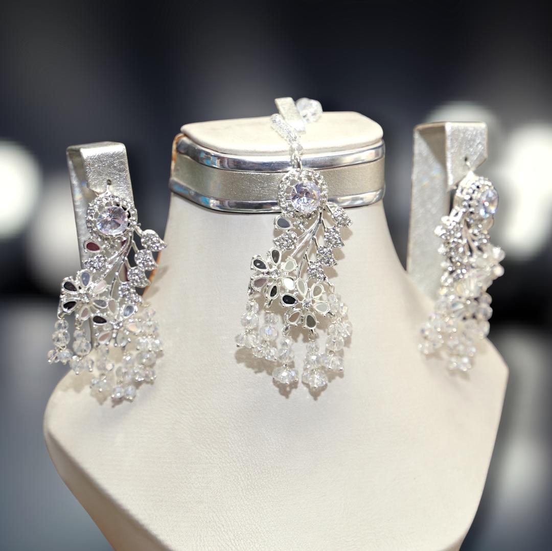 Bridal Silver Plated Crystal Necklace Set