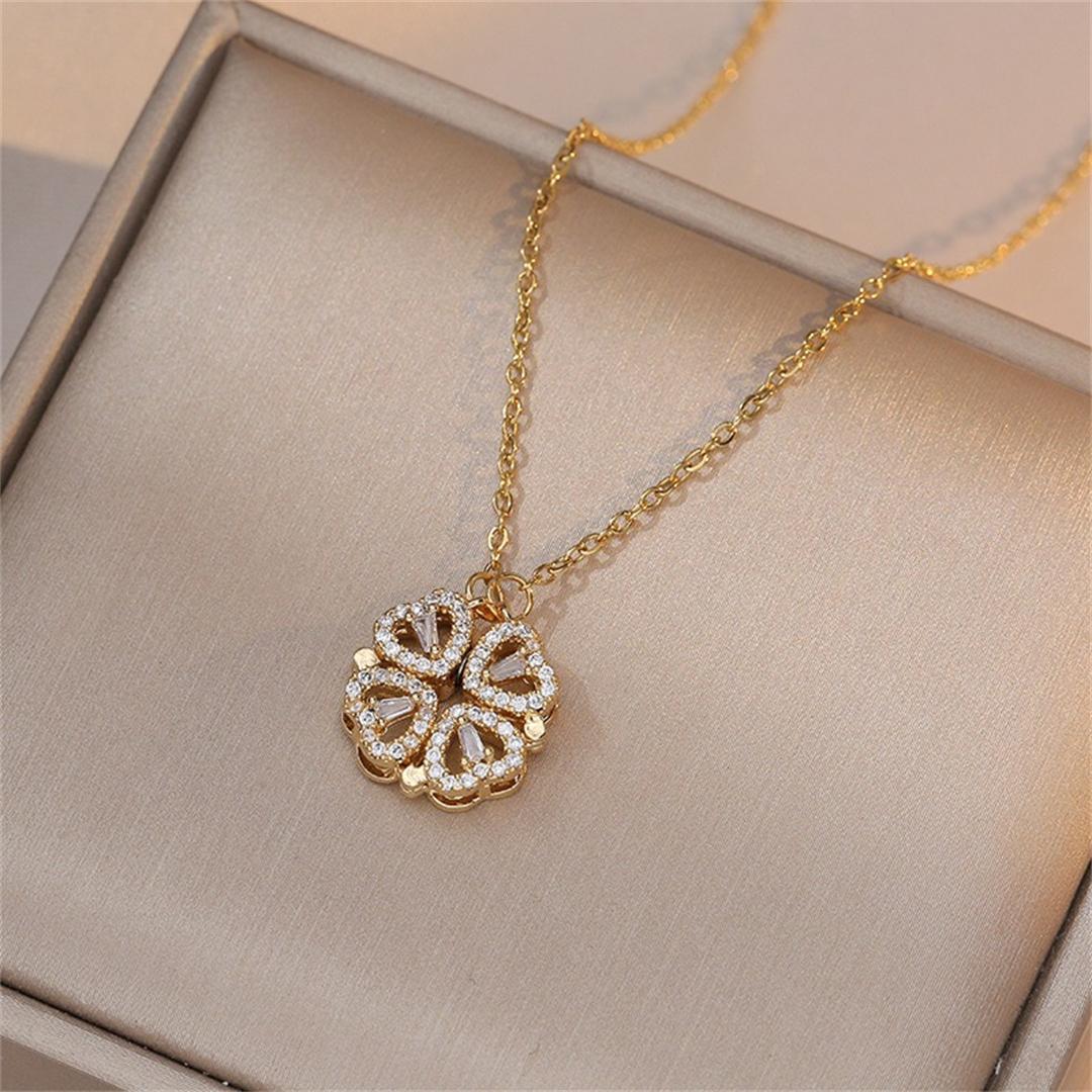 2 In 1 Megnatic Four Leaf Clover Necklace - HLF1011