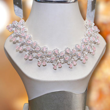 Bridal Silver plated Zircon Necklace - HLF1012